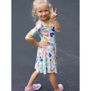 NEW DOT DOT SMILE Toddler Girls 2 Multicolor Heart Print Knit Skater Dress